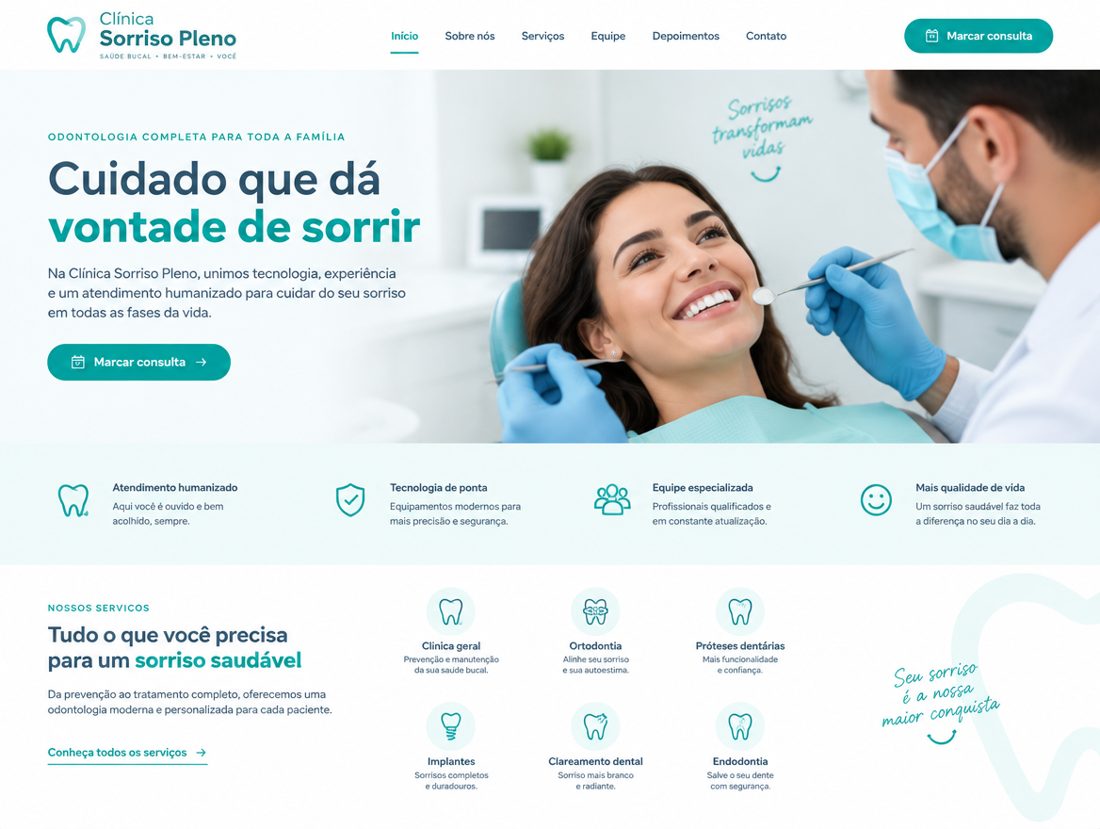 Conceito de site para clínica odontológica